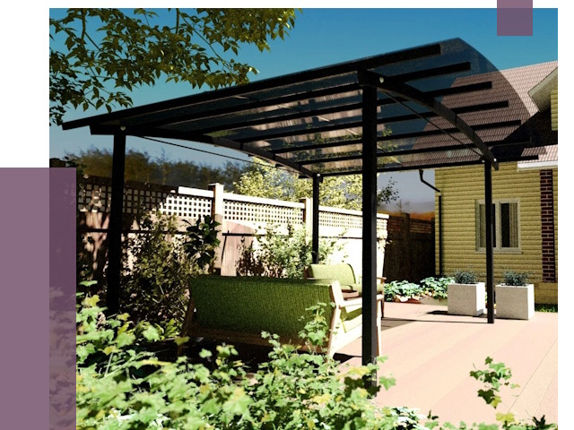 Навесы для террасы в Великих Луке от 13180 руб. под ключ | ПРОЛЁТ-Вкл