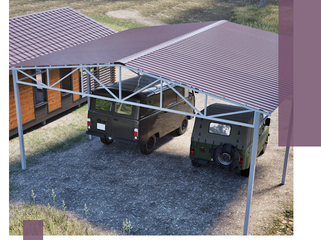 Двускатные навесы под ключ в Великих Луке — изготовление и монтаж